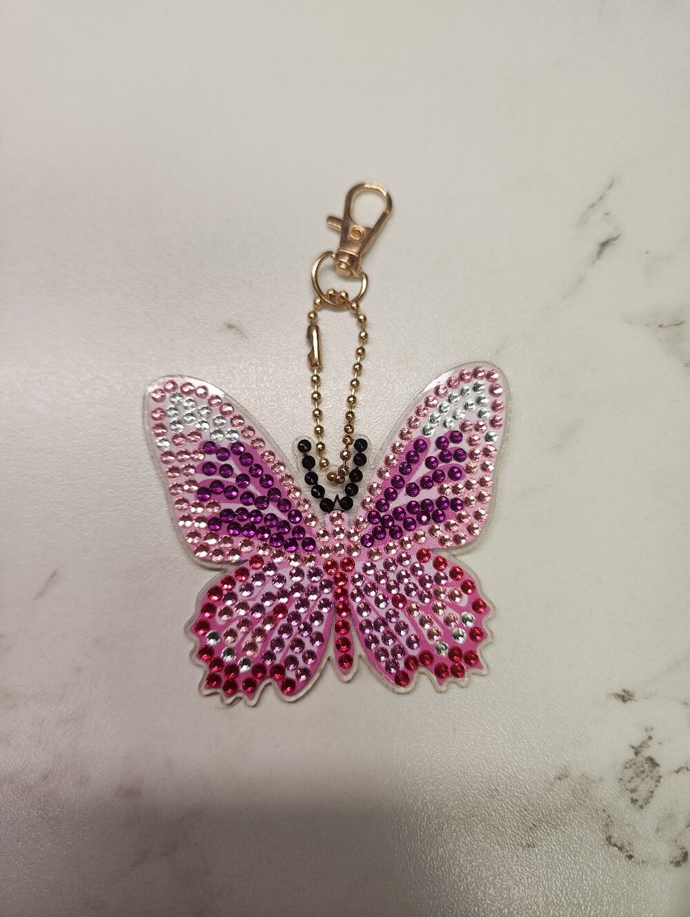 Sparkling Pink Butterfly Key & Card Holder Charm